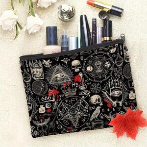 Halloween Gothic Skulls and Potion Bottles Makeup Bag - Double-Sided Printed